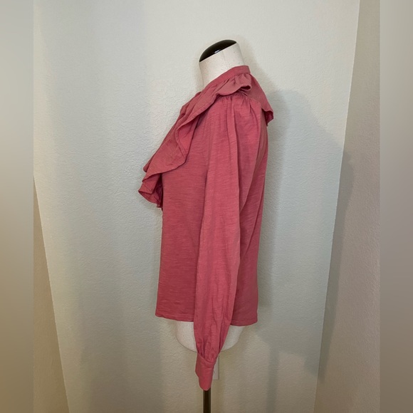 Boden 100%‎ cotton ruffle front blouse dusty rose size 6R - Picture 9 of 11